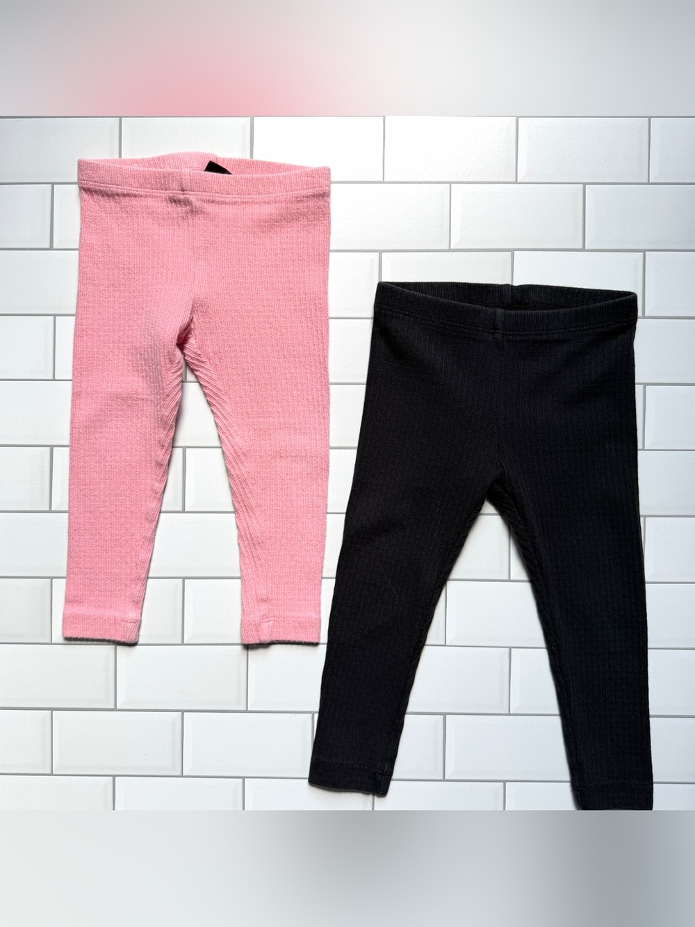 💗12-18M🖤 Tea Collection Pointelle Leggings Bundle • Cherry Blossom Pink & Black